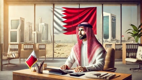 Online VAT Training for UAE, Bahrain and Oman Bahrain VAT course thumbnail showing a finance professional at a desk with the Bahrain flag