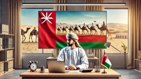 Online VAT Training for UAE, Bahrain and Oman Oman VAT crash course thumbnail showing a learner with the Oman flag and desert landscape