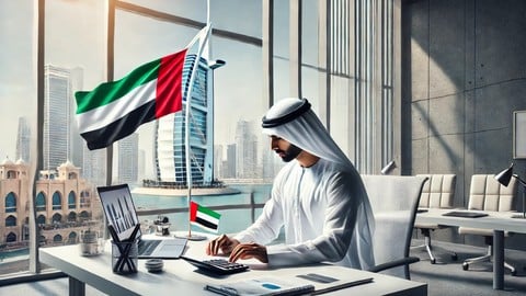 Online VAT Training for UAE, Bahrain and Oman UAE VAT course thumbnail showing a finance professional at a desk with the UAE flag